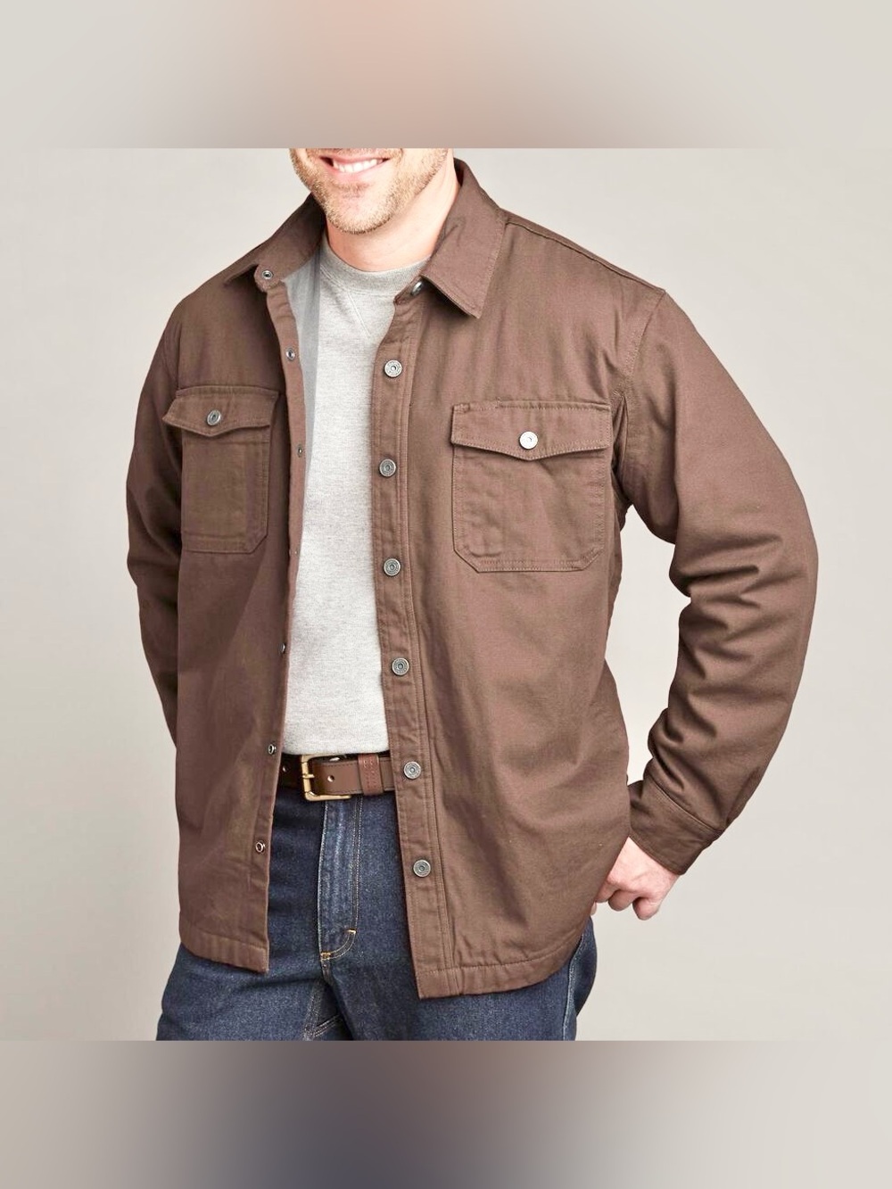 Duluth Trading Hanger Bender Fire Hose Shirt Jac XL Brown Fleece Lined Workwear